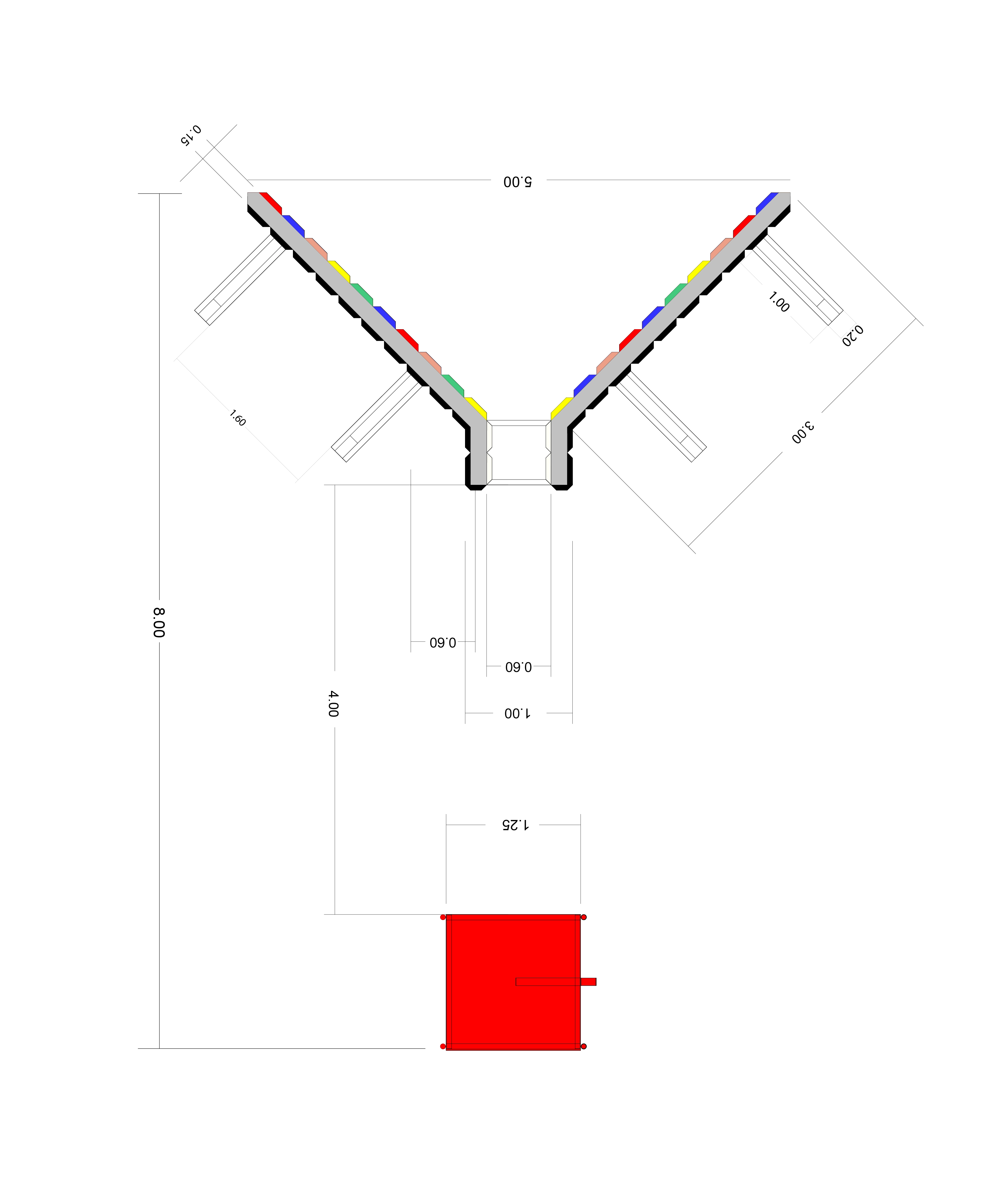 Architectural plan drawing of The Slit installation